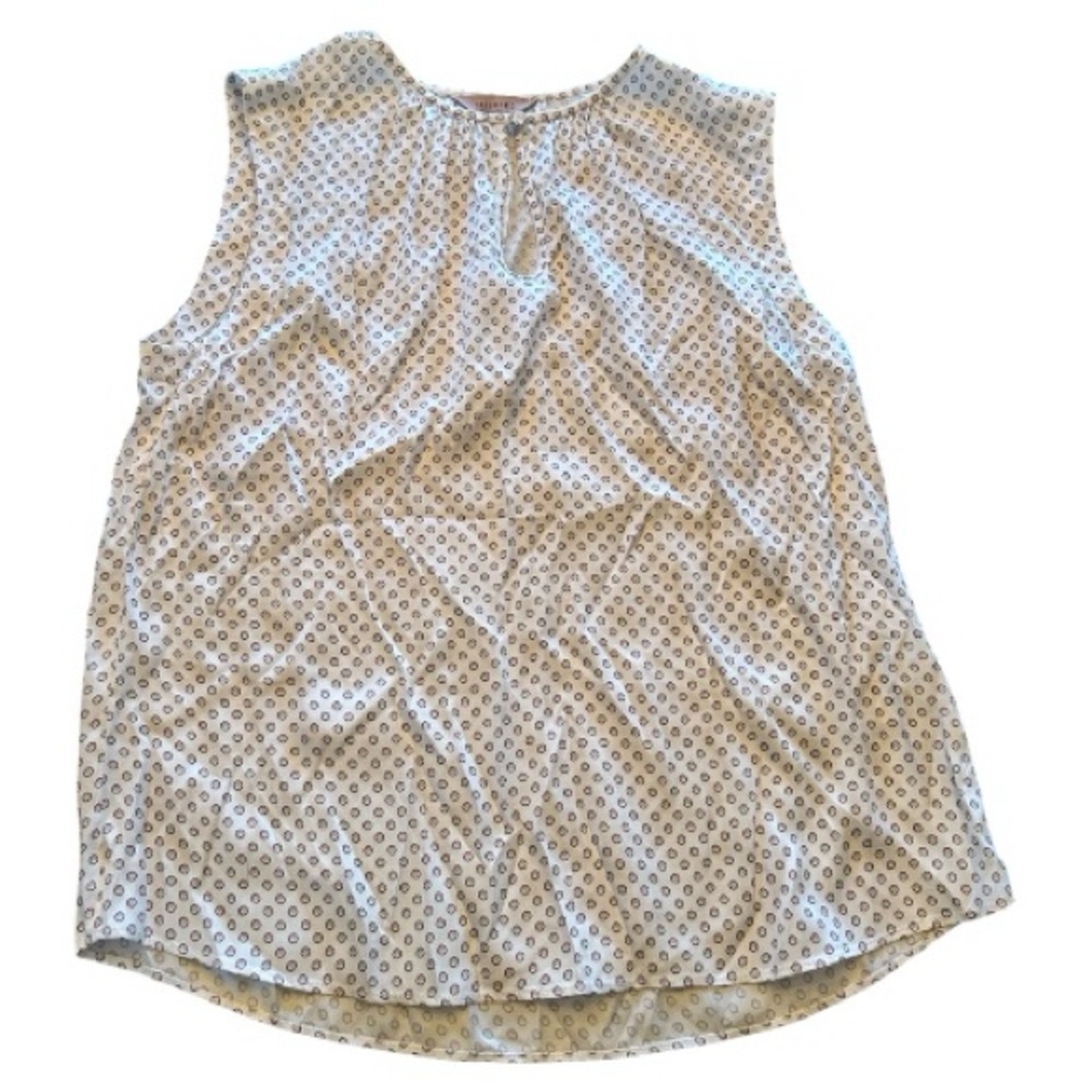 Tailored by Rebecca taylor silk blend polka dot blouse keyhole front sleeveless